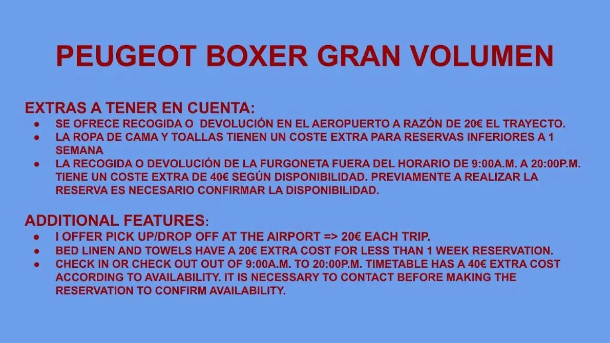 Furgoneta Camper Gran Volumen Hotel Palma de Mallorca